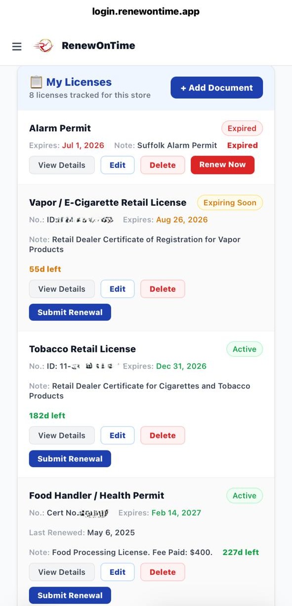 My licenses list